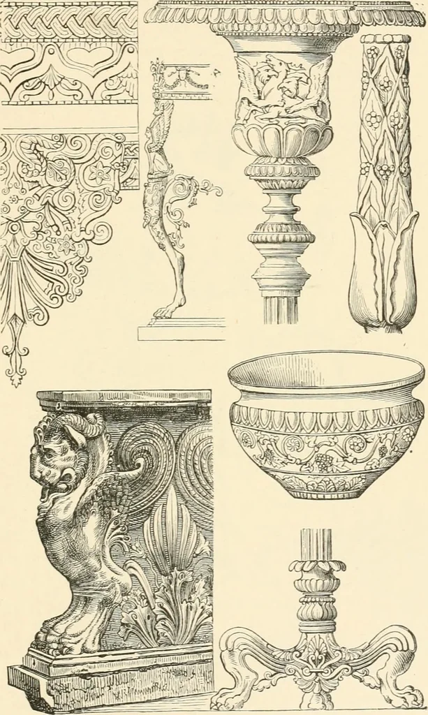 An illustration from Historic ornament : treatise on decorative art and architectural ornament, 1909, leaf 410