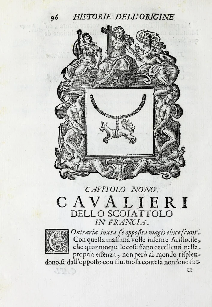 An illustration from Historie cronologiche della vera origine di tutti gl' ordini equestri, e religioni caualleresche, 1672, leaf 120