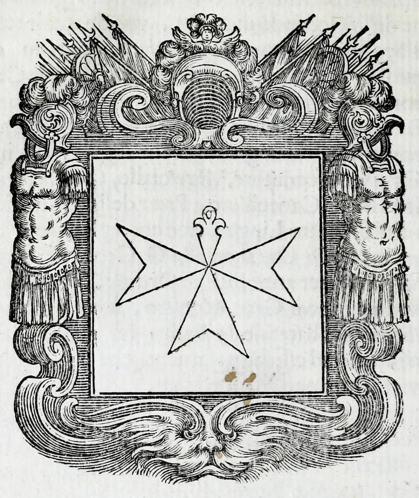 An illustration from Historie cronologiche della vera origine di tutti gl' ordini equestri, e religioni caualleresche, 1672, leaf 164