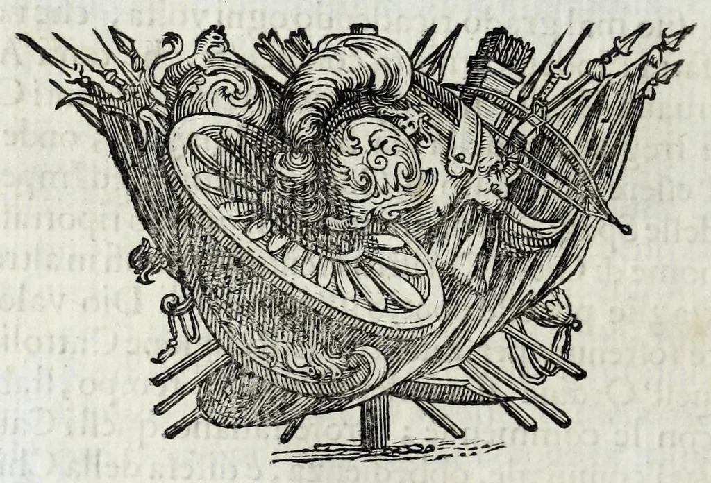 An illustration from Historie cronologiche della vera origine di tutti gl' ordini equestri, e religioni caualleresche, 1672, leaf 170