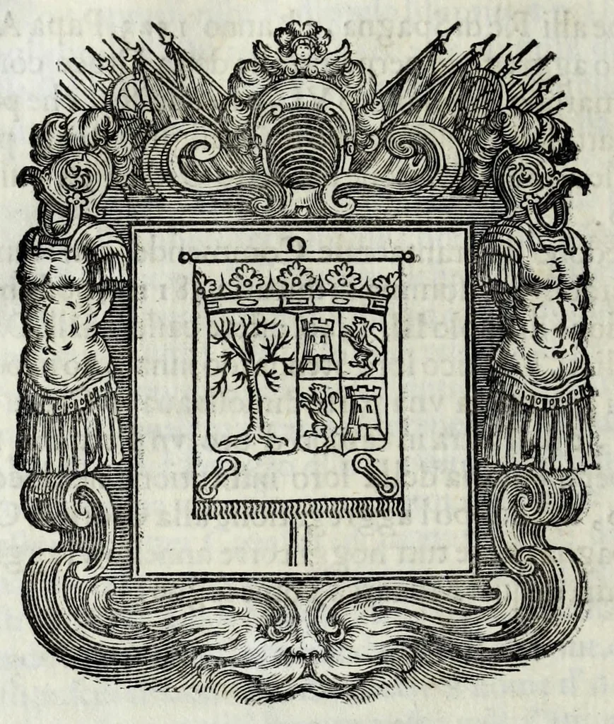 An illustration from Historie cronologiche della vera origine di tutti gl' ordini equestri, e religioni caualleresche, 1672, leaf 182