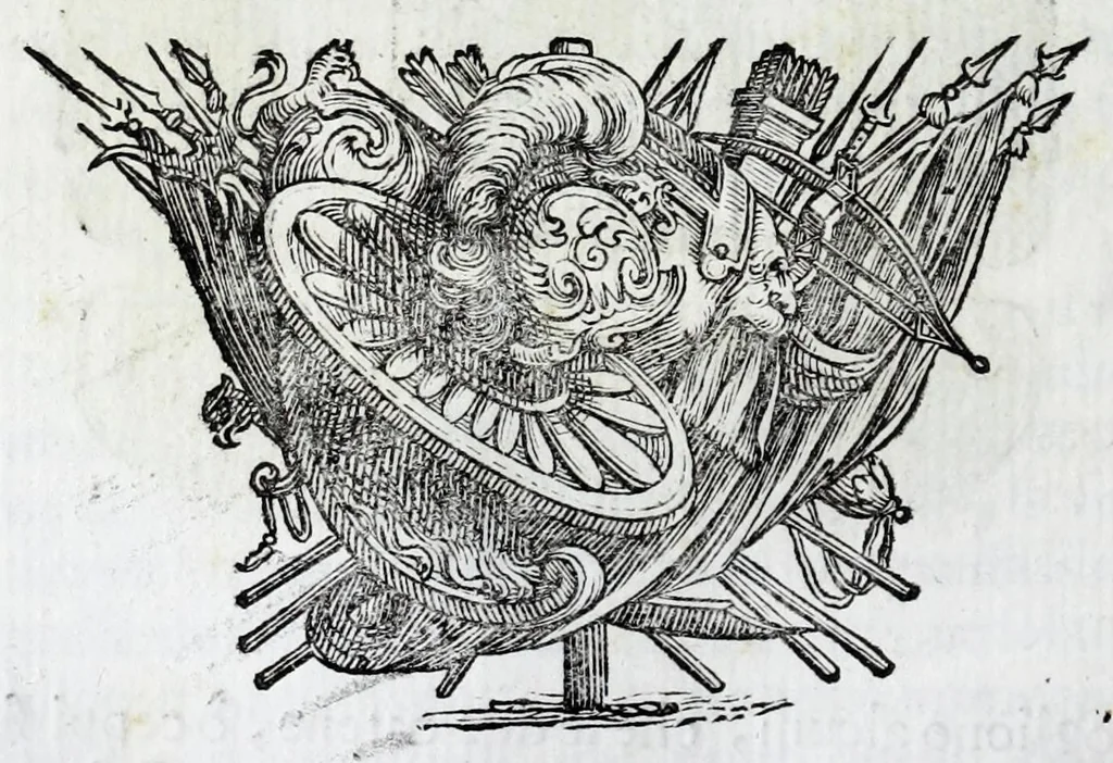 An illustration from Historie cronologiche della vera origine di tutti gl' ordini equestri, e religioni caualleresche, 1672, leaf 188