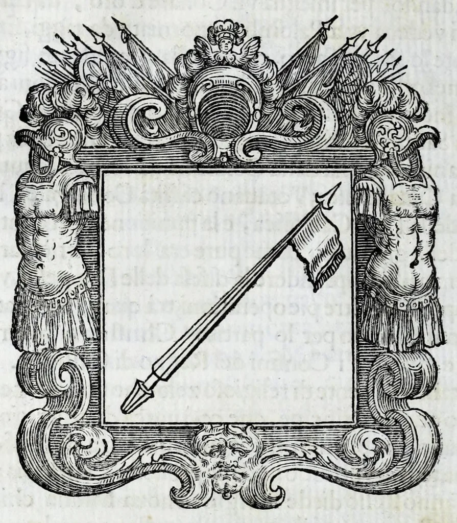 An illustration from Historie cronologiche della vera origine di tutti gl' ordini equestri, e religioni caualleresche, 1672, leaf 306