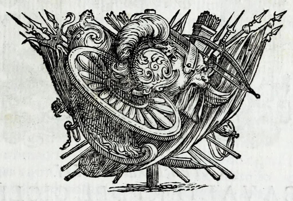 An illustration from Historie cronologiche della vera origine di tutti gl' ordini equestri, e religioni caualleresche, 1672, leaf 311