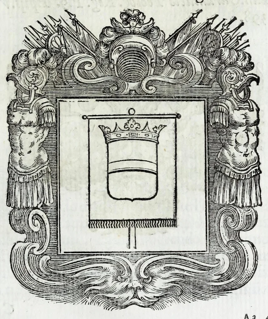 An illustration from Historie cronologiche della vera origine di tutti gl' ordini equestri, e religioni caualleresche, 1672, leaf 411