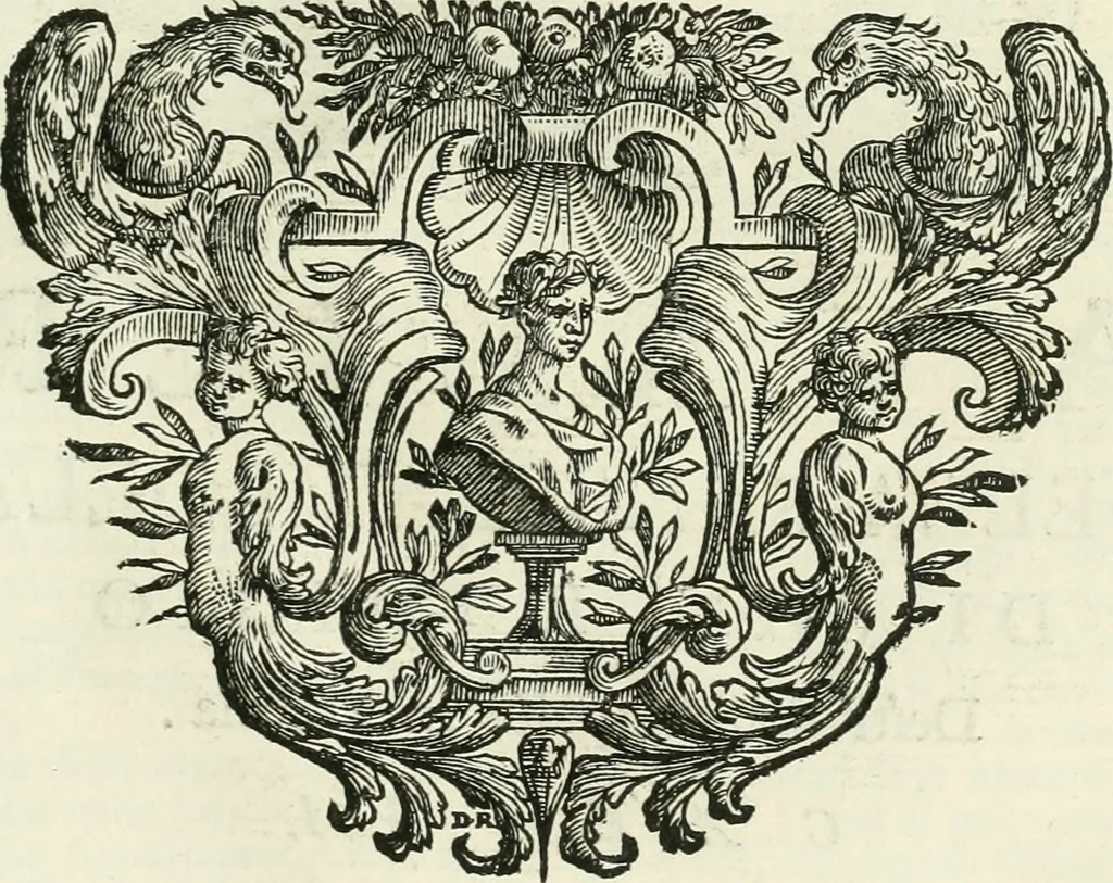 An illustration from Historie cronologiche dell' origine degl' ordini militari e di tutte le religione caualleresche infino ad hora instituite nel mondo : insegne, croci, stendardi, habiti capitolari ò di ceremonia, statuti, e constituzioni di cadaun'ordine : guerre campali e nauali, azioni, fatti celebri, & imprese de caualieri; confederazioni, trattati, paci, & auuenimenti per difesa del Nome Christiano, e propagazione della fede cattolica : serie di tutti i prencipi gran maestri, ordini di dame, e degl' infedeli &c. con le loro diuise, 1692, leaf 106