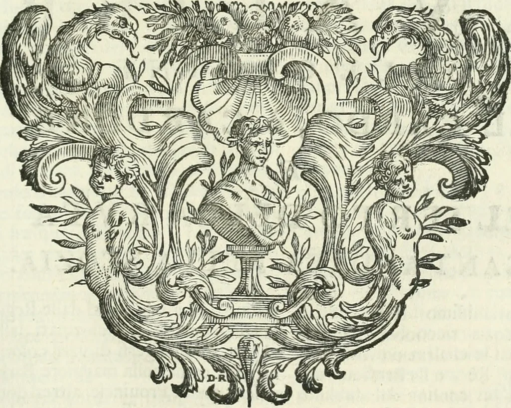 An illustration from Historie cronologiche dell' origine degl' ordini militari e di tutte le religione caualleresche infino ad hora instituite nel mondo : insegne, croci, stendardi, habiti capitolari ò di ceremonia, statuti, e constituzioni di cadaun'ordine : guerre campali e nauali, azioni, fatti celebri, & imprese de caualieri; confederazioni, trattati, paci, & auuenimenti per difesa del Nome Christiano, e propagazione della fede cattolica : serie di tutti i prencipi gran maestri, ordini di dame, e degl' infedeli &c. con le loro diuise, 1692, leaf 190