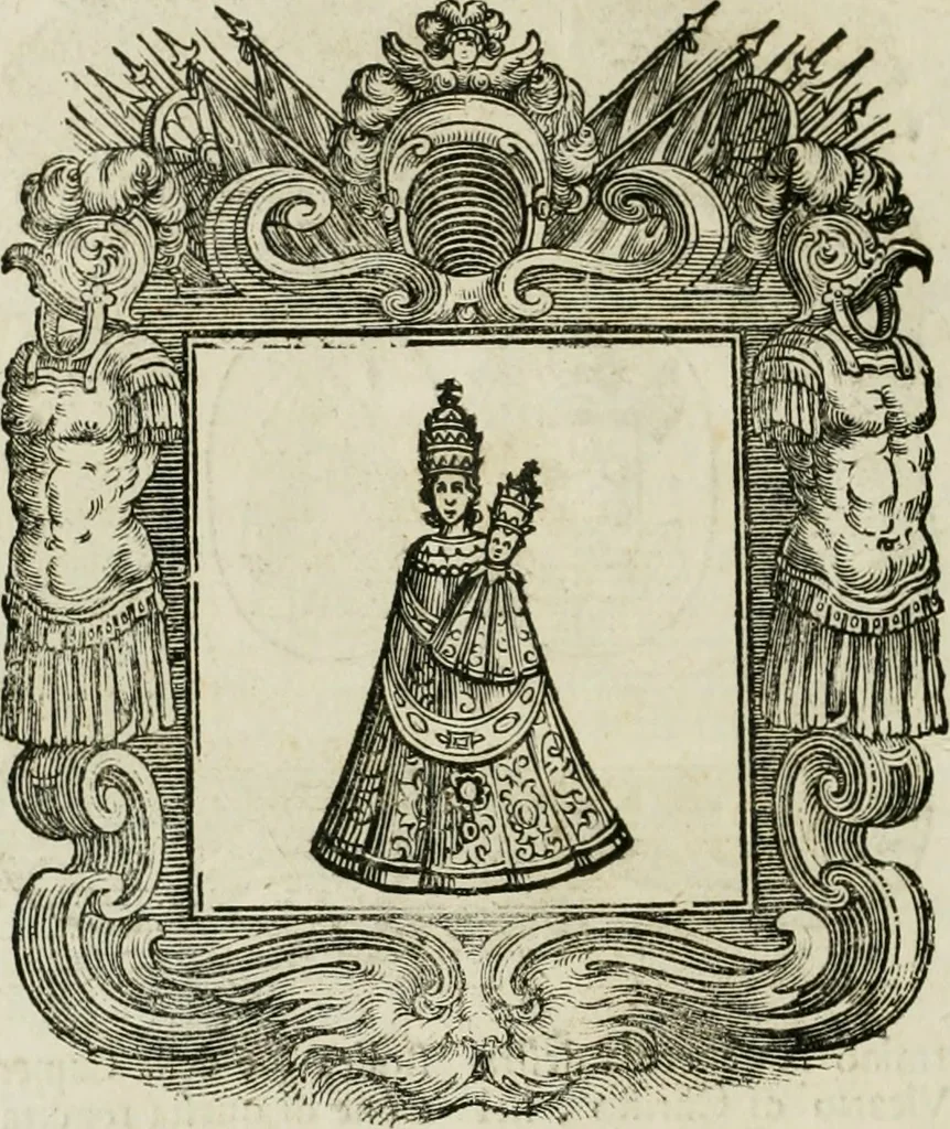 An illustration from Historie cronologiche dell' origine degl' ordini militari e di tutte le religione caualleresche infino ad hora instituite nel mondo : insegne, croci, stendardi, habiti capitolari ò di ceremonia, statuti, e constituzioni di cadaun'ordine : guerre campali e nauali, azioni, fatti celebri, & imprese de caualieri; confederazioni, trattati, paci, & auuenimenti per difesa del Nome Christiano, e propagazione della fede cattolica : serie di tutti i prencipi gran maestri, ordini di dame, e degl' infedeli &c. con le loro diuise, 1692, leaf 133