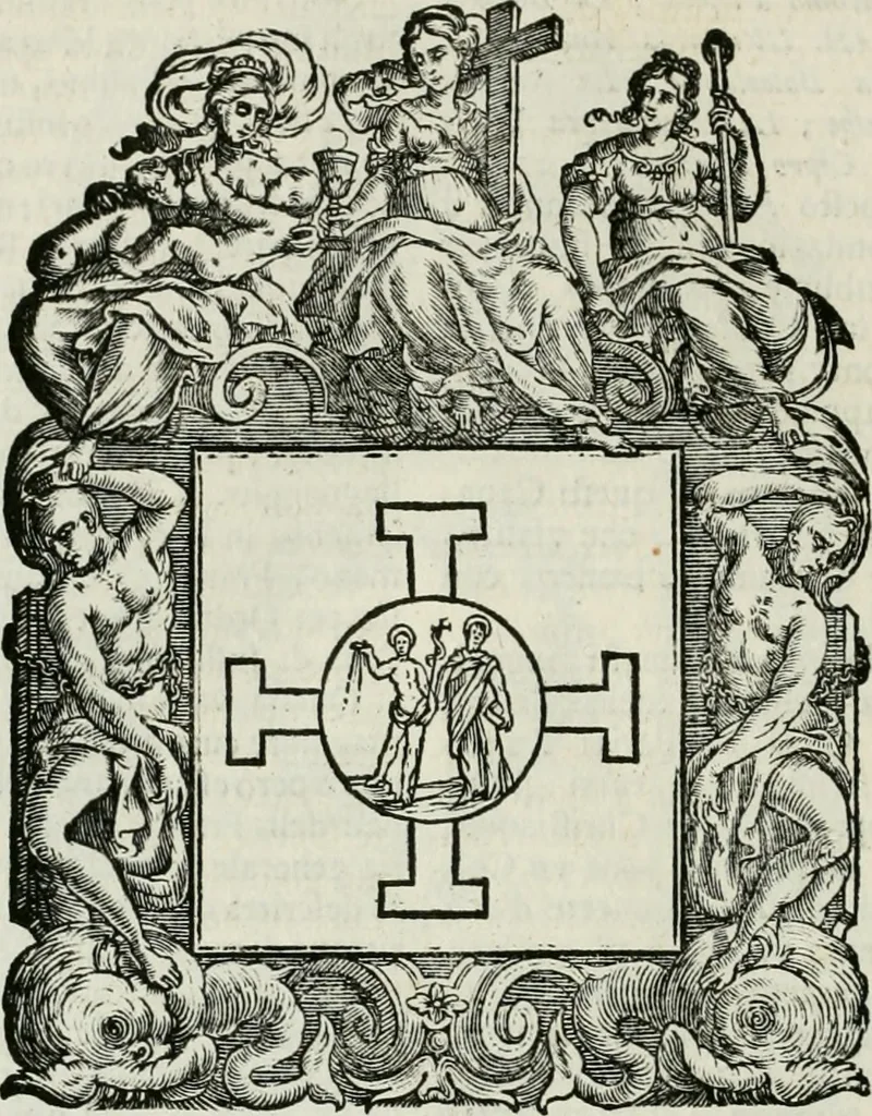 An illustration from Historie cronologiche dell' origine degl' ordini militari e di tutte le religione caualleresche infino ad hora instituite nel mondo : insegne, croci, stendardi, habiti capitolari ò di ceremonia, statuti, e constituzioni di cadaun'ordine : guerre campali e nauali, azioni, fatti celebri, & imprese de caualieri; confederazioni, trattati, paci, & auuenimenti per difesa del Nome Christiano, e propagazione della fede cattolica : serie di tutti i prencipi gran maestri, ordini di dame, e degl' infedeli &c. con le loro diuise, 1692, leaf 167