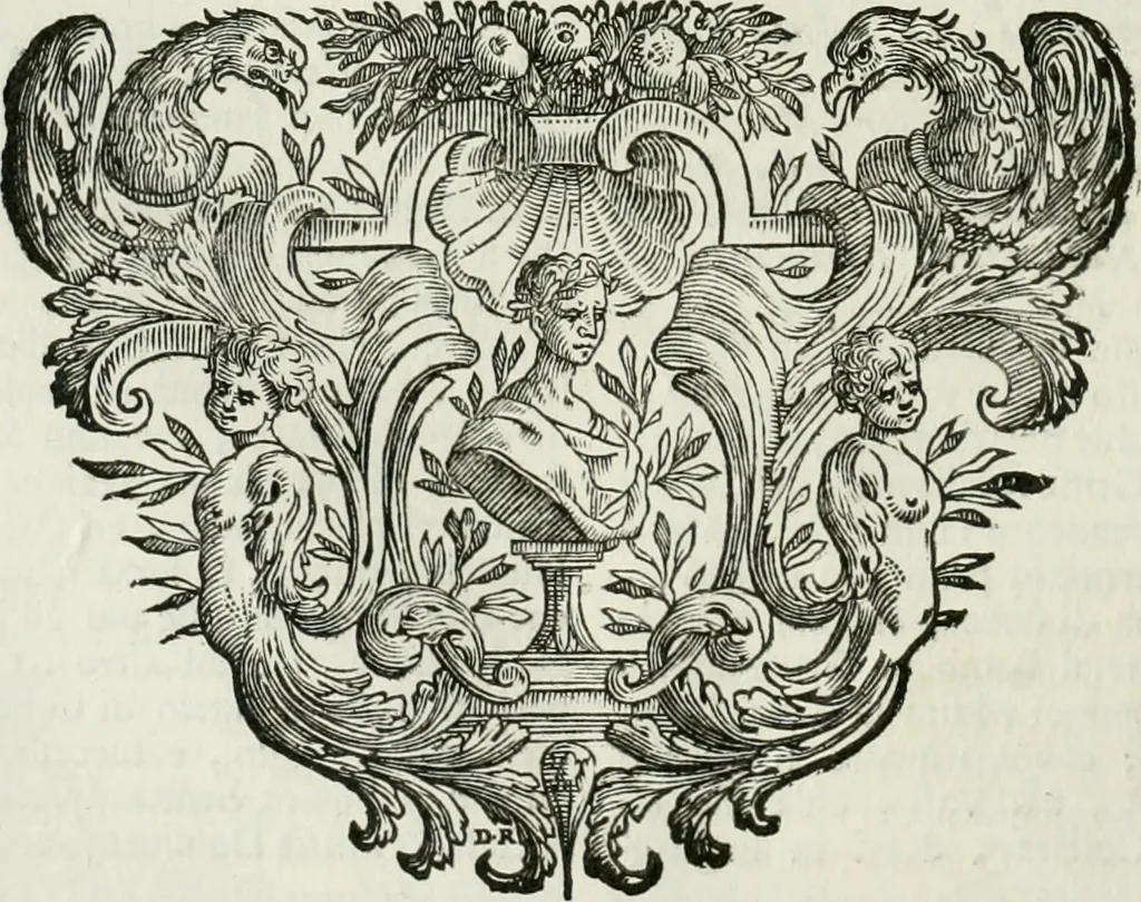 An illustration from Historie cronologiche dell' origine degl' ordini militari e di tutte le religione caualleresche infino ad hora instituite nel mondo : insegne, croci, stendardi, habiti capitolari ò di ceremonia, statuti, e constituzioni di cadaun'ordine : guerre campali e nauali, azioni, fatti celebri, & imprese de caualieri; confederazioni, trattati, paci, & auuenimenti per difesa del Nome Christiano, e propagazione della fede cattolica : serie di tutti i prencipi gran maestri, ordini di dame, e degl' infedeli &c. con le loro diuise, 1692, leaf 291