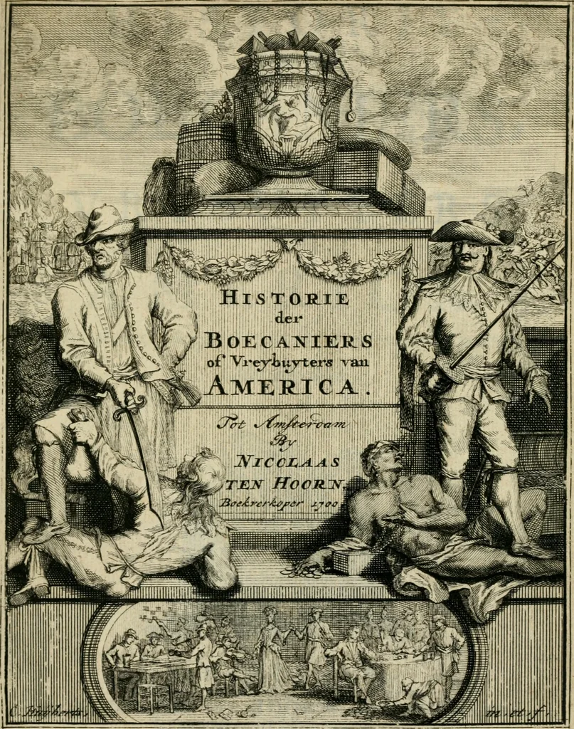 An illustration from Historie der boecaniers, of vrybuyters van America : van haar eerste beginzelen tot deze tegenwoordige tyd toe : met figuuren., 1700, leaf 6