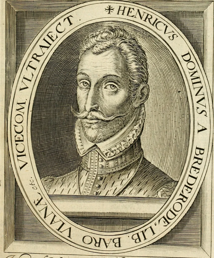 An illustration from Historie der Nieder-landscher ende haerder Naburen oorlogen : ende geschiedenissen tot den iare MVICXII, nu de laestemael bij hem voor syme todtmerckelijck verbetert en in, XXXII boecken voltzocken is mede' hier by gevoegt des autheurs leven [by Simeon Ruytinck] verryckt benessens de Land-Caerte met by na hondert correcte Conterfeijtsels vande voor treflijcste Personagien in dese Historie verhaelt. Alle cierlijck na d'leven ghedaen ende in Coperen platen gesteken ; gedruckt int Yaer ons Heeren MDCXXXVI, 1636, leaf 126