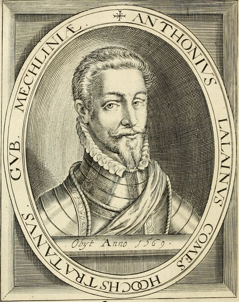An illustration from Historie der Nieder-landscher ende haerder Naburen oorlogen : ende geschiedenissen tot den iare MVICXII, nu de laestemael bij hem voor syme todtmerckelijck verbetert en in, XXXII boecken voltzocken is mede' hier by gevoegt des autheurs leven [by Simeon Ruytinck] verryckt benessens de Land-Caerte met by na hondert correcte Conterfeijtsels vande voor treflijcste Personagien in dese Historie verhaelt. Alle cierlijck na d'leven ghedaen ende in Coperen platen gesteken ; gedruckt int Yaer ons Heeren MDCXXXVI, 1636, leaf 151