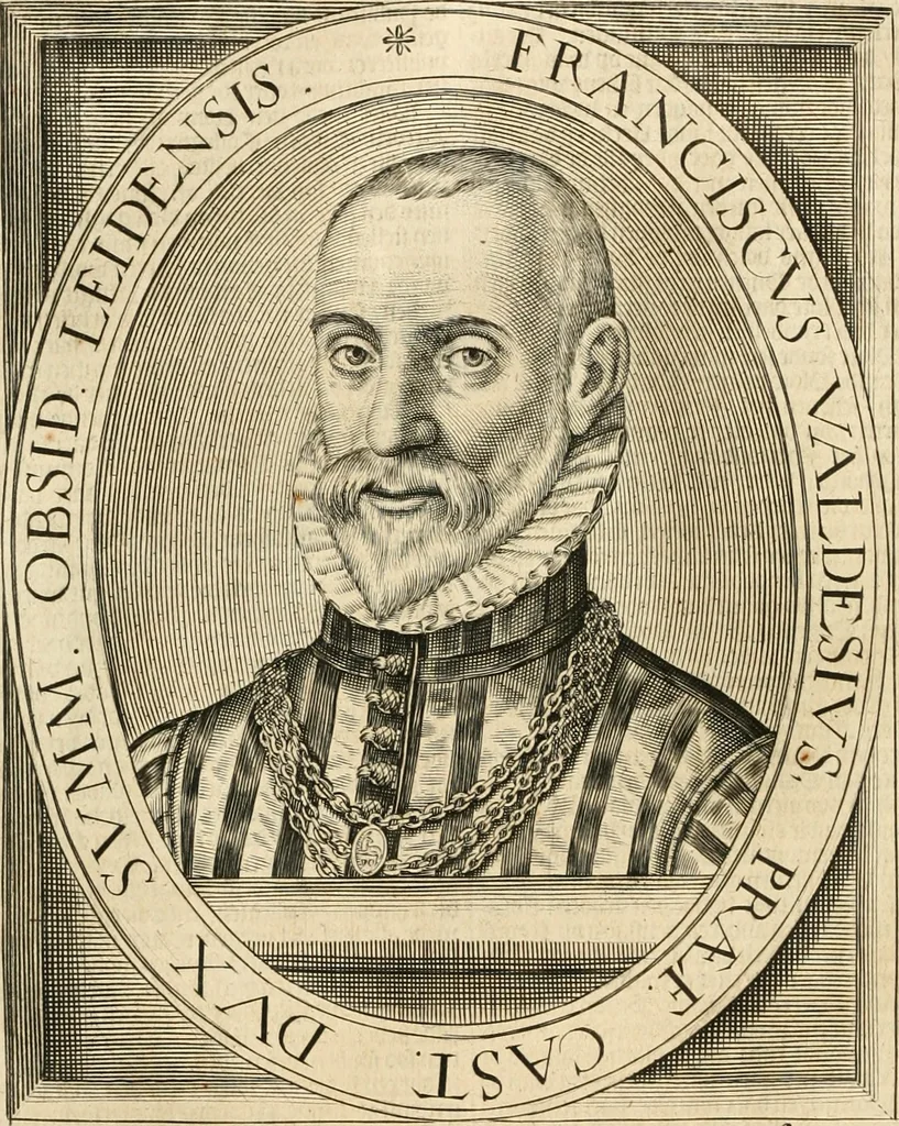 An illustration from Historie der Nieder-landscher ende haerder Naburen oorlogen : ende geschiedenissen tot den iare MVICXII, nu de laestemael bij hem voor syme todtmerckelijck verbetert en in, XXXII boecken voltzocken is mede' hier by gevoegt des autheurs leven [by Simeon Ruytinck] verryckt benessens de Land-Caerte met by na hondert correcte Conterfeijtsels vande voor treflijcste Personagien in dese Historie verhaelt. Alle cierlijck na d'leven ghedaen ende in Coperen platen gesteken ; gedruckt int Yaer ons Heeren MDCXXXVI, 1636, leaf 231