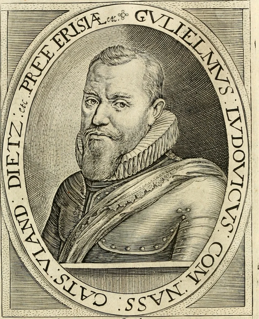 An illustration from Historie der Nieder-landscher ende haerder Naburen oorlogen : ende geschiedenissen tot den iare MVICXII, nu de laestemael bij hem voor syme todtmerckelijck verbetert en in, XXXII boecken voltzocken is mede' hier by gevoegt des autheurs leven [by Simeon Ruytinck] verryckt benessens de Land-Caerte met by na hondert correcte Conterfeijtsels vande voor treflijcste Personagien in dese Historie verhaelt. Alle cierlijck na d'leven ghedaen ende in Coperen platen gesteken ; gedruckt int Yaer ons Heeren MDCXXXVI, 1636, leaf 697