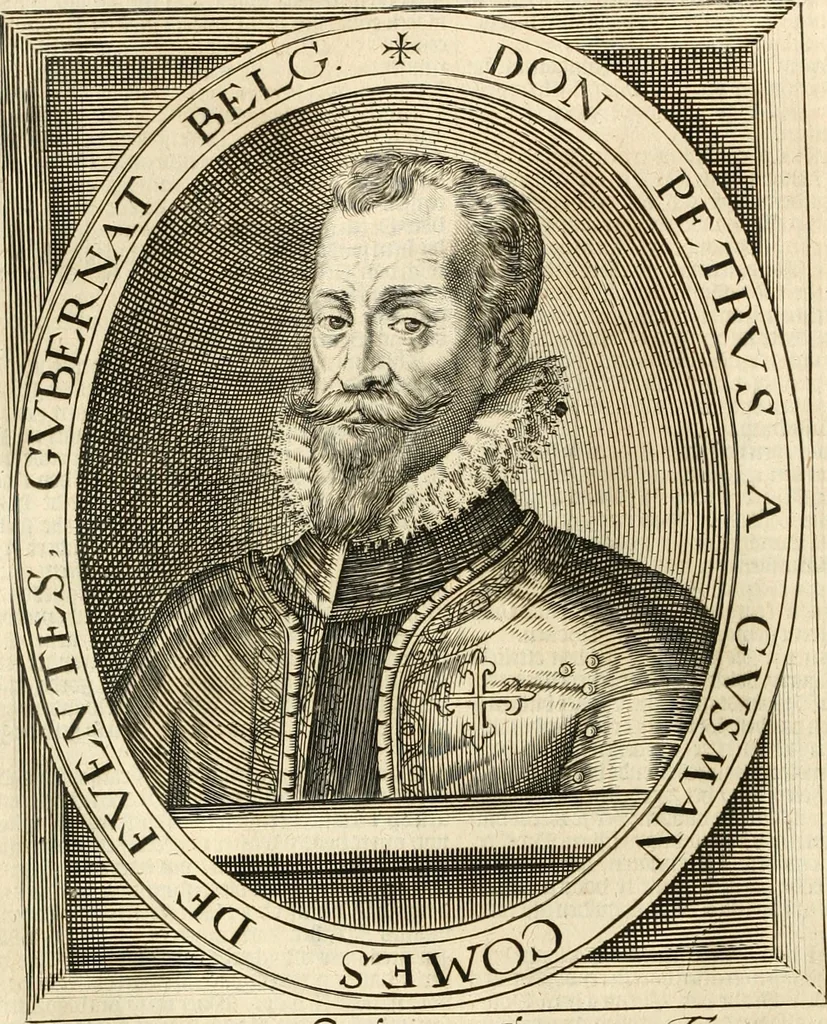 An illustration from Historie der Nieder-landscher ende haerder Naburen oorlogen : ende geschiedenissen tot den iare MVICXII, nu de laestemael bij hem voor syme todtmerckelijck verbetert en in, XXXII boecken voltzocken is mede' hier by gevoegt des autheurs leven [by Simeon Ruytinck] verryckt benessens de Land-Caerte met by na hondert correcte Conterfeijtsels vande voor treflijcste Personagien in dese Historie verhaelt. Alle cierlijck na d'leven ghedaen ende in Coperen platen gesteken ; gedruckt int Yaer ons Heeren MDCXXXVI, 1636, leaf 751