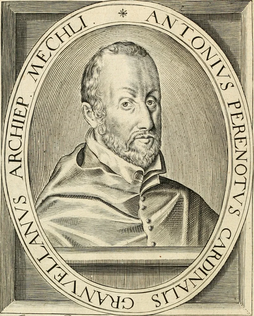 An illustration from Historie der Nieder-landscher ende haerder Naburen oorlogen : ende geschiedenissen tot den iare MVICXII, nu de laestemael bij hem voor syme todtmerckelijck verbetert en in, XXXII boecken voltzocken is mede' hier by gevoegt des autheurs leven [by Simeon Ruytinck] verryckt benessens de Land-Caerte met by na hondert correcte Conterfeijtsels vande voor treflijcste Personagien in dese Historie verhaelt. Alle cierlijck na d'leven ghedaen ende in Coperen platen gesteken ; gedruckt int Yaer ons Heeren MDCXXXVI, 1636, leaf 91