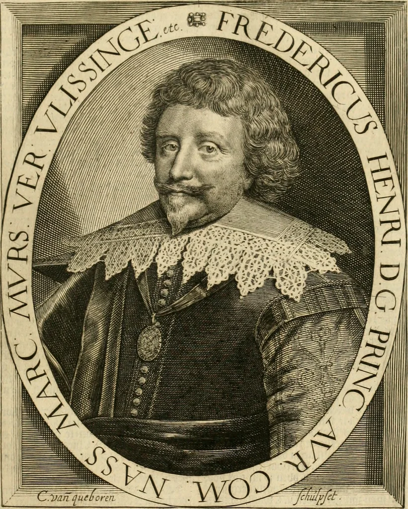 An illustration from Historie der Nieder-landscher ende haerder Naburen oorlogen : ende geschiedenissen tot den iare MVICXII, nu de laestemael bij hem voor syme todtmerckelijck verbetert en in, XXXII boecken voltzocken is mede' hier by gevoegt des autheurs leven [by Simeon Ruytinck] verryckt benessens de Land-Caerte met by na hondert correcte Conterfeijtsels vande voor treflijcste Personagien in dese Historie verhaelt. Alle cierlijck na d'leven ghedaen ende in Coperen platen gesteken ; gedruckt int Yaer ons Heeren MDCXXXVI, 1636, leaf 918