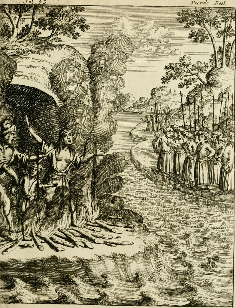 An illustration from Historie der Sevarambes, : volkeren die een gedeelte van het darde vast-land bewoonwn, gemeenlijk Zuid-land genaamd; : behelzende een naauwkeurig verhaal van de regering, zeden, godtsdienst, en taal, dezer tot noch toe aan de volkeren van Europa onbekende natie, 1682, leaf 346
