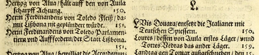 An illustration from Historien der Königkreich, Hispannien, Portugal, vnd Aphrica, darauss dann zusehen, in welcher Zeit, sonderlich Portugal, seinen Anfang genommen, von weine dasselbig zum Königreich erhaben, was dieselbigen Könige für Krieg vnnd Gewerb, zu Wasser vnnd Land geführet. ..., 1589, leaf 43