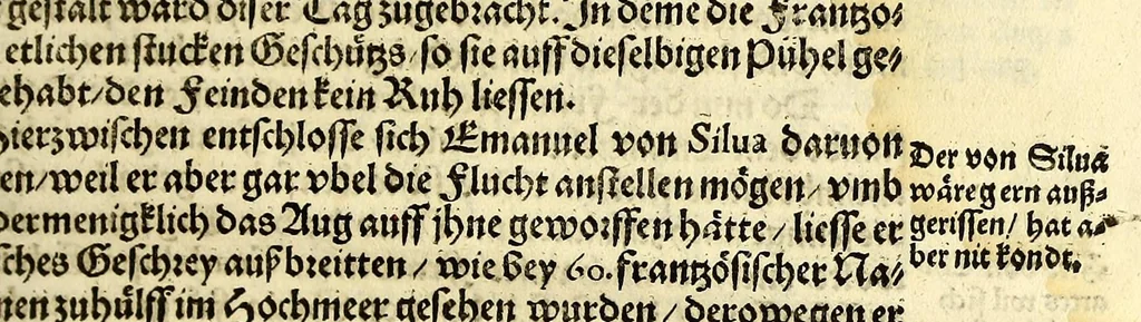An illustration from Historien der Königkreich, Hispannien, Portugal, vnd Aphrica, darauss dann zusehen, in welcher Zeit, sonderlich Portugal, seinen Anfang genommen, von weine dasselbig zum Königreich erhaben, was dieselbigen Könige für Krieg vnnd Gewerb, zu Wasser vnnd Land geführet. ..., 1589, leaf 475