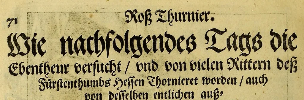 An illustration from Historische Beschreibung der fürstlichen Kindtauff Fräwlein Elisabethen zu Hessen &c. : Welche im Augusto dess 1596 Jahrs zu Cassel gehalten worden mit beygelegten Abrissen der Ritterspiele so damals vollnbracht,, 1598, leaf 162
