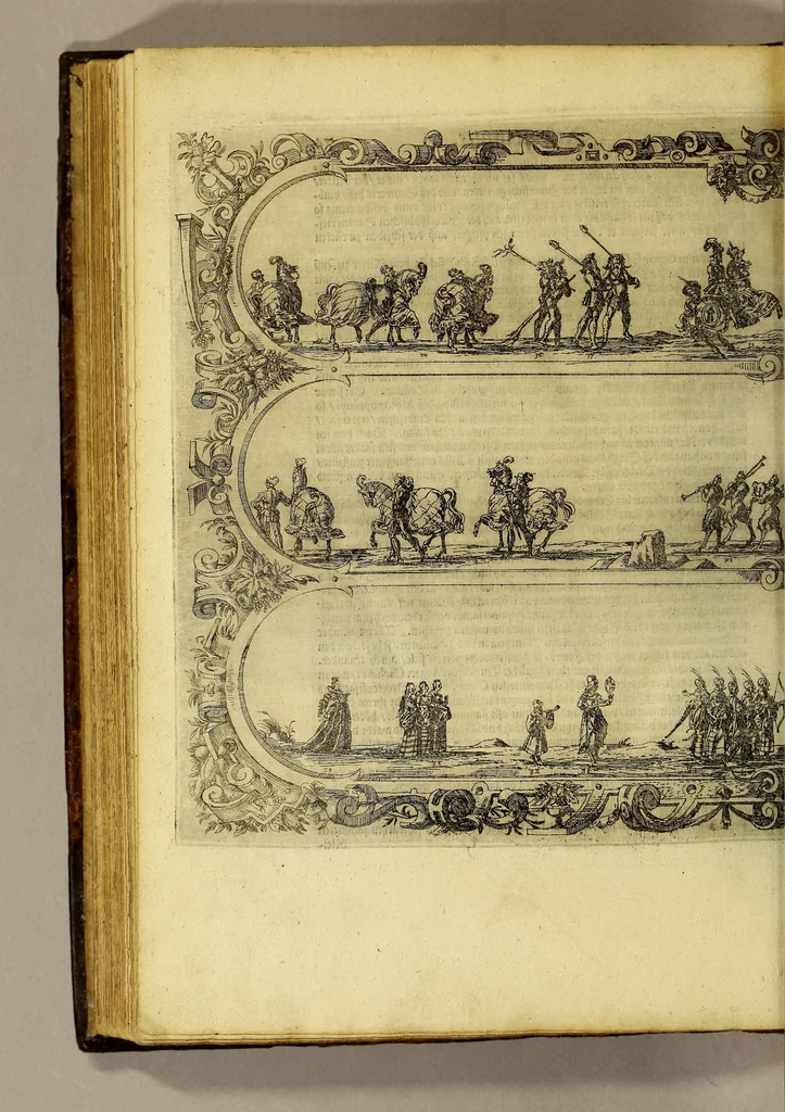 An illustration from Historische Beschreibung der fürstlichen Kindtauff Fräwlein Elisabethen zu Hessen &c. : Welche im Augusto dess 1596 Jahrs zu Cassel gehalten worden mit beygelegten Abrissen der Ritterspiele so damals vollnbracht,, 1598, leaf 168
