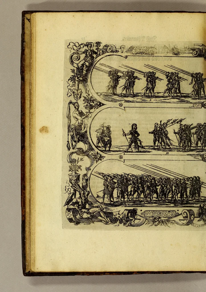 An illustration from Historische Beschreibung der fürstlichen Kindtauff Fräwlein Elisabethen zu Hessen &c. : Welche im Augusto dess 1596 Jahrs zu Cassel gehalten worden mit beygelegten Abrissen der Ritterspiele so damals vollnbracht,, 1598, leaf 44