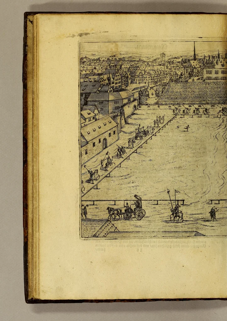An illustration from Historische Beschreibung der fürstlichen Kindtauff Fräwlein Elisabethen zu Hessen &c. : Welche im Augusto dess 1596 Jahrs zu Cassel gehalten worden mit beygelegten Abrissen der Ritterspiele so damals vollnbracht,, 1598, leaf 52