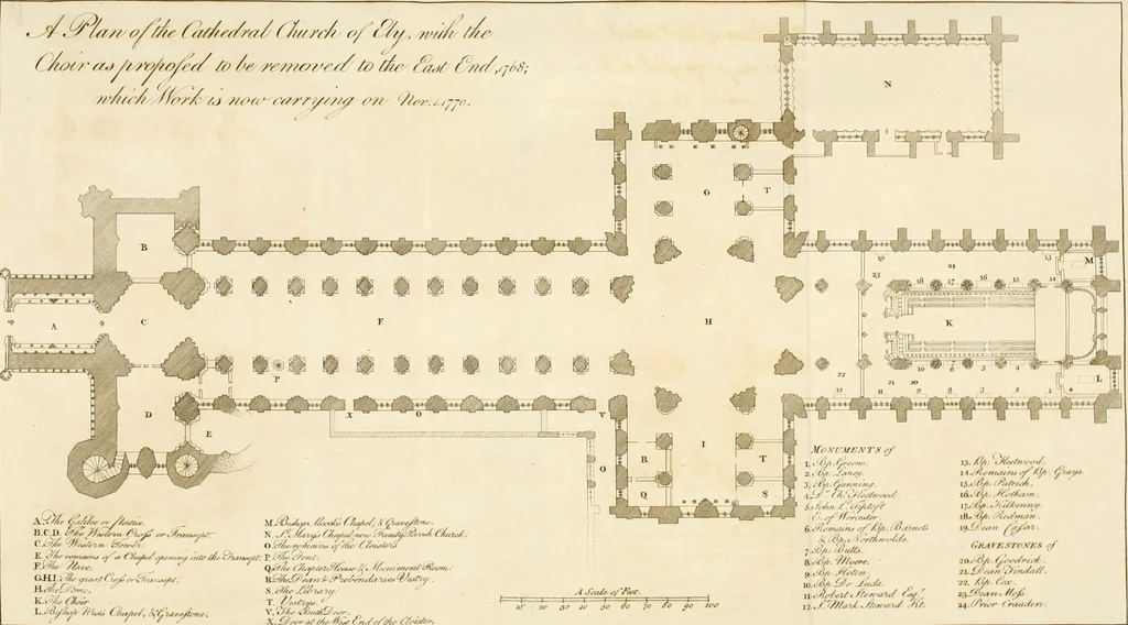 An illustration from The history and antiquities of the conventual and cathedral church of Ely : from the foundation of the monastery, A.D. 673 to the year 1771 : illustrated with copper-plates, 1771, leaf 391
