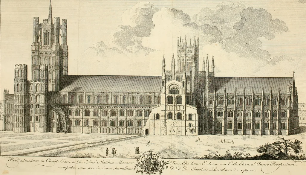 An illustration from The history and antiquities of the conventual and cathedral church of Ely : from the foundation of the monastery, A.D. 673 to the year 1771 : illustrated with copper-plates, 1771, leaf 6