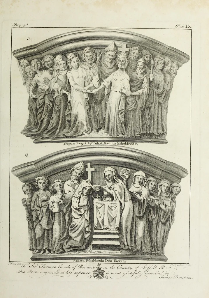 An illustration from The history and antiquities of the Conventual & Cathedral Church of Ely : from the foundation of the monastery, A.D. 673, to the year 1771 : illustrated with copper plates, 1812, leaf 104