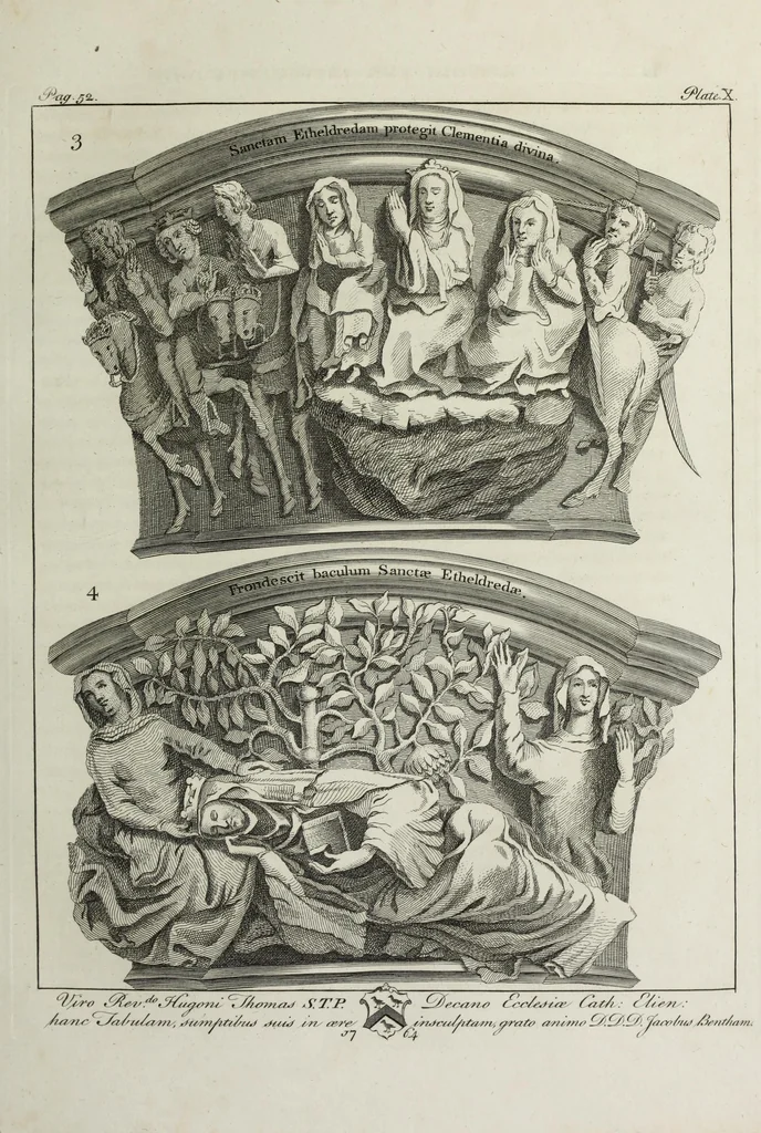 An illustration from The history and antiquities of the Conventual & Cathedral Church of Ely : from the foundation of the monastery, A.D. 673, to the year 1771 : illustrated with copper plates, 1812, leaf 110