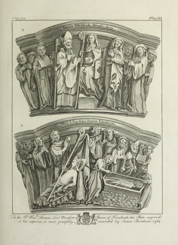 An illustration from The history and antiquities of the Conventual & Cathedral Church of Ely : from the foundation of the monastery, A.D. 673, to the year 1771 : illustrated with copper plates, 1812, leaf 114