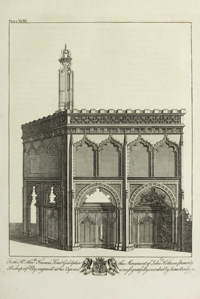 An illustration from The history and antiquities of the Conventual & Cathedral Church of Ely : from the foundation of the monastery, A.D. 673, to the year 1771 : illustrated with copper plates, 1812, leaf 230