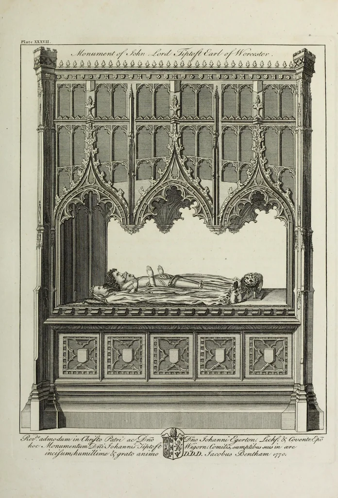 An illustration from The history and antiquities of the Conventual & Cathedral Church of Ely : from the foundation of the monastery, A.D. 673, to the year 1771 : illustrated with copper plates, 1812, leaf 242