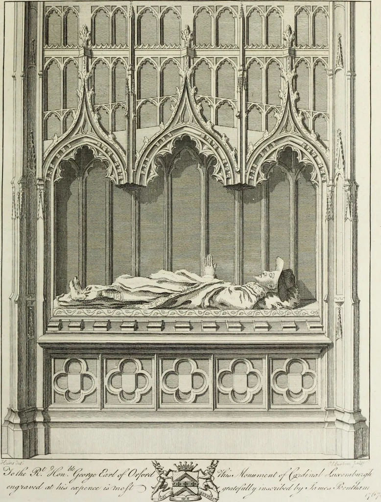 An illustration from The history and antiquities of the Conventual & Cathedral Church of Ely : from the foundation of the monastery, A.D. 673, to the year 1771 : illustrated with copper plates, 1812, leaf 248