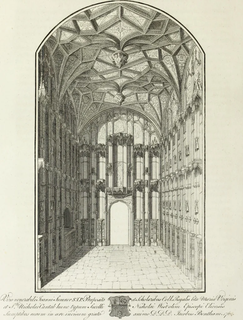 An illustration from The history and antiquities of the Conventual & Cathedral Church of Ely : from the foundation of the monastery, A.D. 673, to the year 1771 : illustrated with copper plates, 1812, leaf 275
