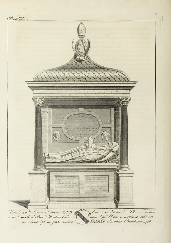 An illustration from The history and antiquities of the Conventual & Cathedral Church of Ely : from the foundation of the monastery, A.D. 673, to the year 1771 : illustrated with copper plates, 1812, leaf 287