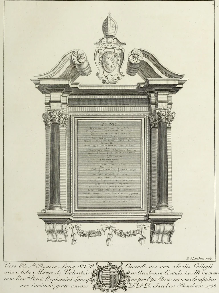 An illustration from The history and antiquities of the Conventual & Cathedral Church of Ely : from the foundation of the monastery, A.D. 673, to the year 1771 : illustrated with copper plates, 1812, leaf 294