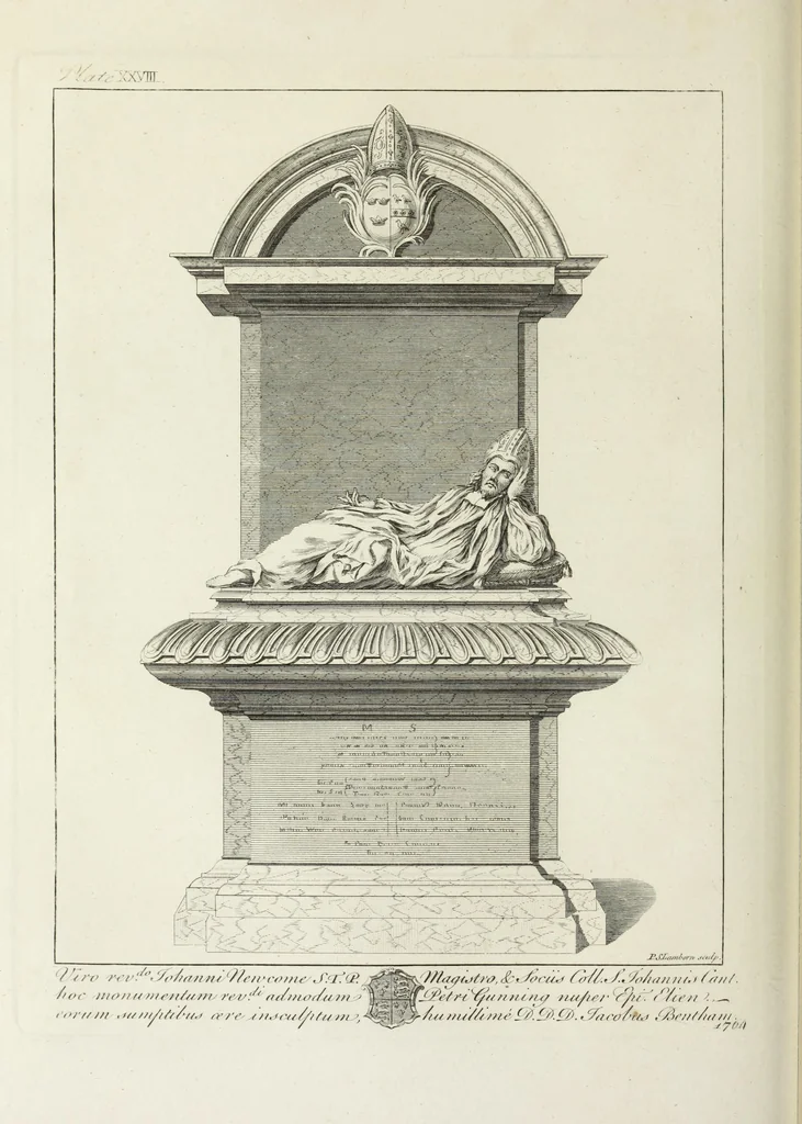 An illustration from The history and antiquities of the Conventual & Cathedral Church of Ely : from the foundation of the monastery, A.D. 673, to the year 1771 : illustrated with copper plates, 1812, leaf 297