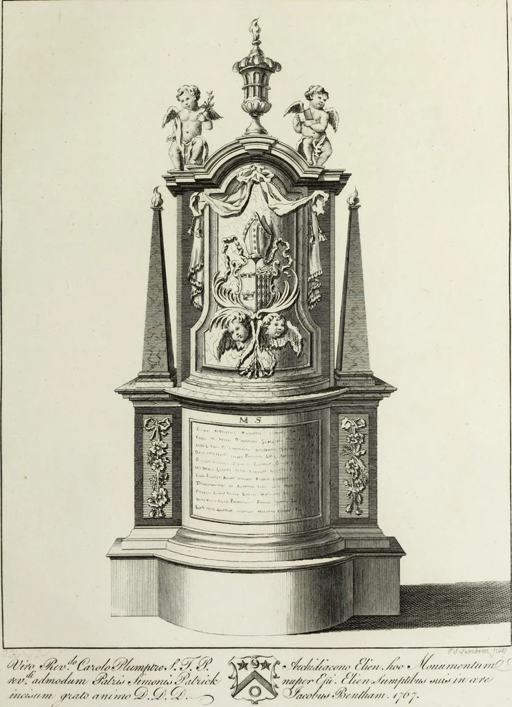 An illustration from The history and antiquities of the Conventual & Cathedral Church of Ely : from the foundation of the monastery, A.D. 673, to the year 1771 : illustrated with copper plates, 1812, leaf 302
