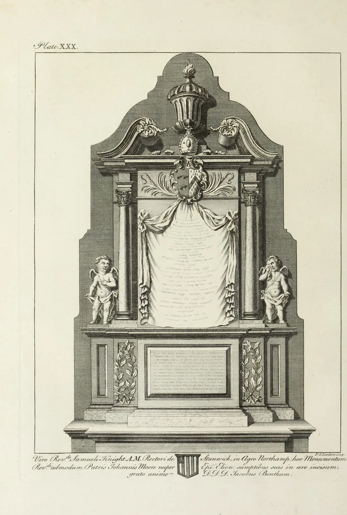 An illustration from The history and antiquities of the Conventual & Cathedral Church of Ely : from the foundation of the monastery, A.D. 673, to the year 1771 : illustrated with copper plates, 1812, leaf 305