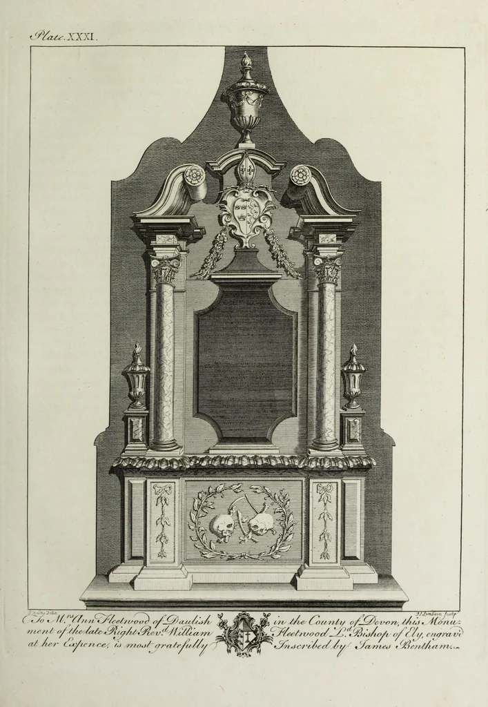 An illustration from The history and antiquities of the Conventual & Cathedral Church of Ely : from the foundation of the monastery, A.D. 673, to the year 1771 : illustrated with copper plates, 1812, leaf 308