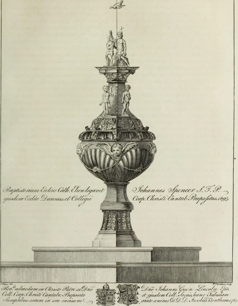 An illustration from The history and antiquities of the Conventual & Cathedral Church of Ely : from the foundation of the monastery, A.D. 673, to the year 1771 : illustrated with copper plates, 1812, leaf 350