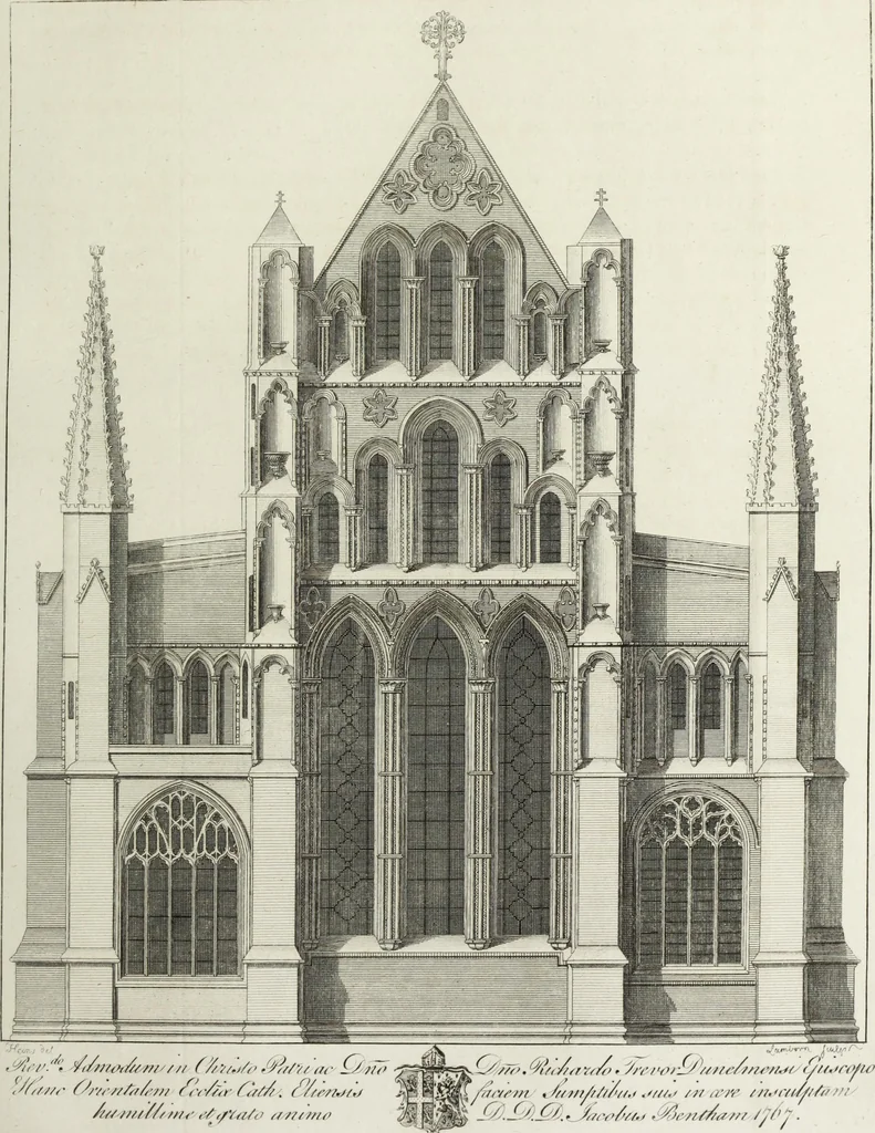 An illustration from The history and antiquities of the Conventual & Cathedral Church of Ely : from the foundation of the monastery, A.D. 673, to the year 1771 : illustrated with copper plates, 1812, leaf 406