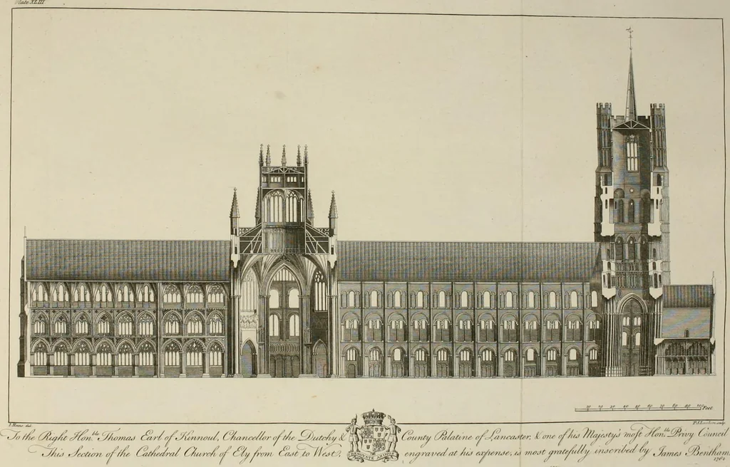 An illustration from The history and antiquities of the Conventual & Cathedral Church of Ely : from the foundation of the monastery, A.D. 673, to the year 1771 : illustrated with copper plates, 1812, leaf 420