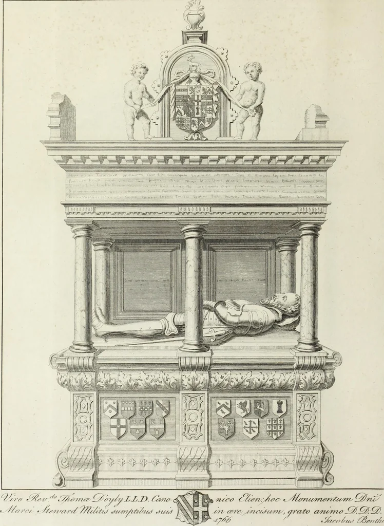 An illustration from The history and antiquities of the Conventual & Cathedral Church of Ely : from the foundation of the monastery, A.D. 673, to the year 1771 : illustrated with copper plates, 1812, leaf 431