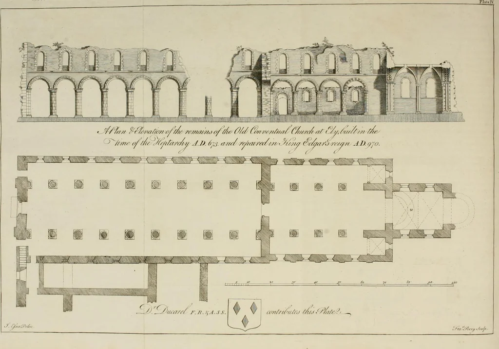 An illustration from The history and antiquities of the Conventual & Cathedral Church of Ely : from the foundation of the monastery, A.D. 673, to the year 1771 : illustrated with copper plates, 1812, leaf 75