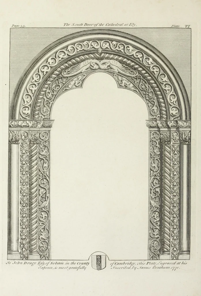 An illustration from The history and antiquities of the Conventual & Cathedral Church of Ely : from the foundation of the monastery, A.D. 673, to the year 1771 : illustrated with copper plates, 1812, leaf 85
